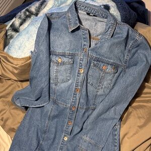 Frye Blue Denim Shirt Dress